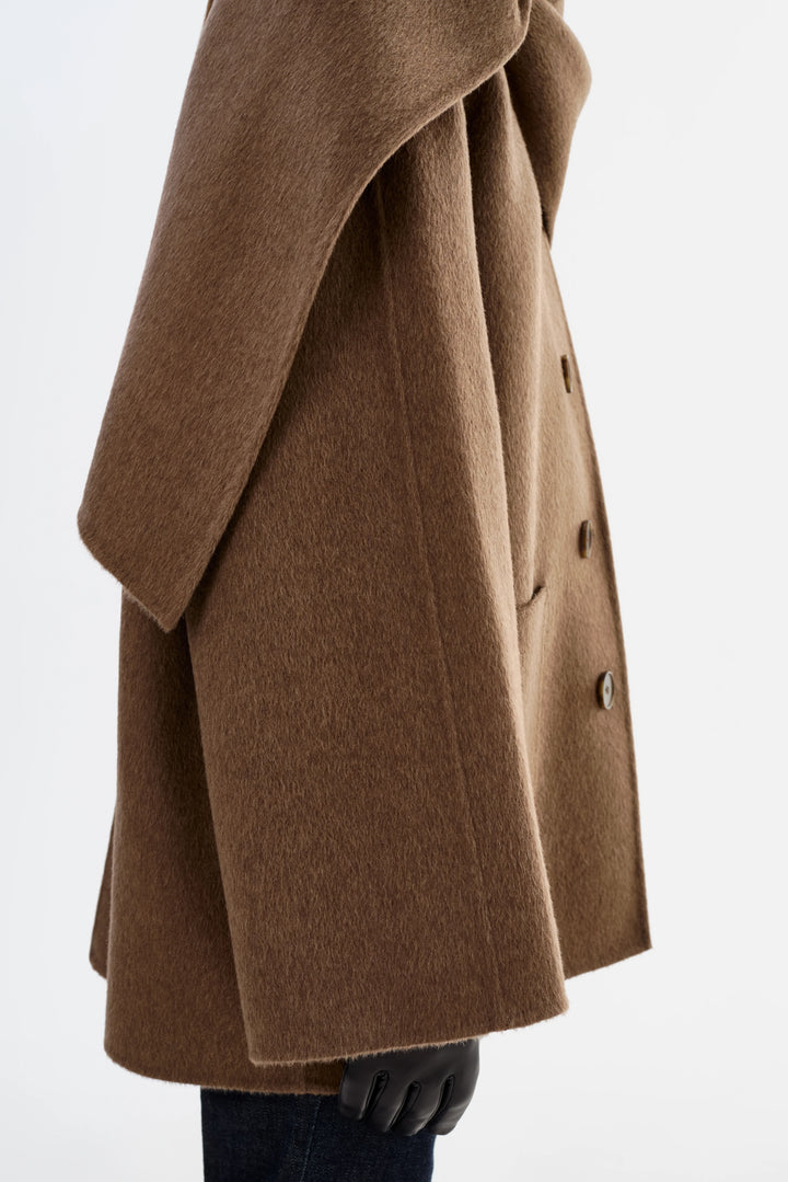 Manteau en laine avec col écharpe Anca