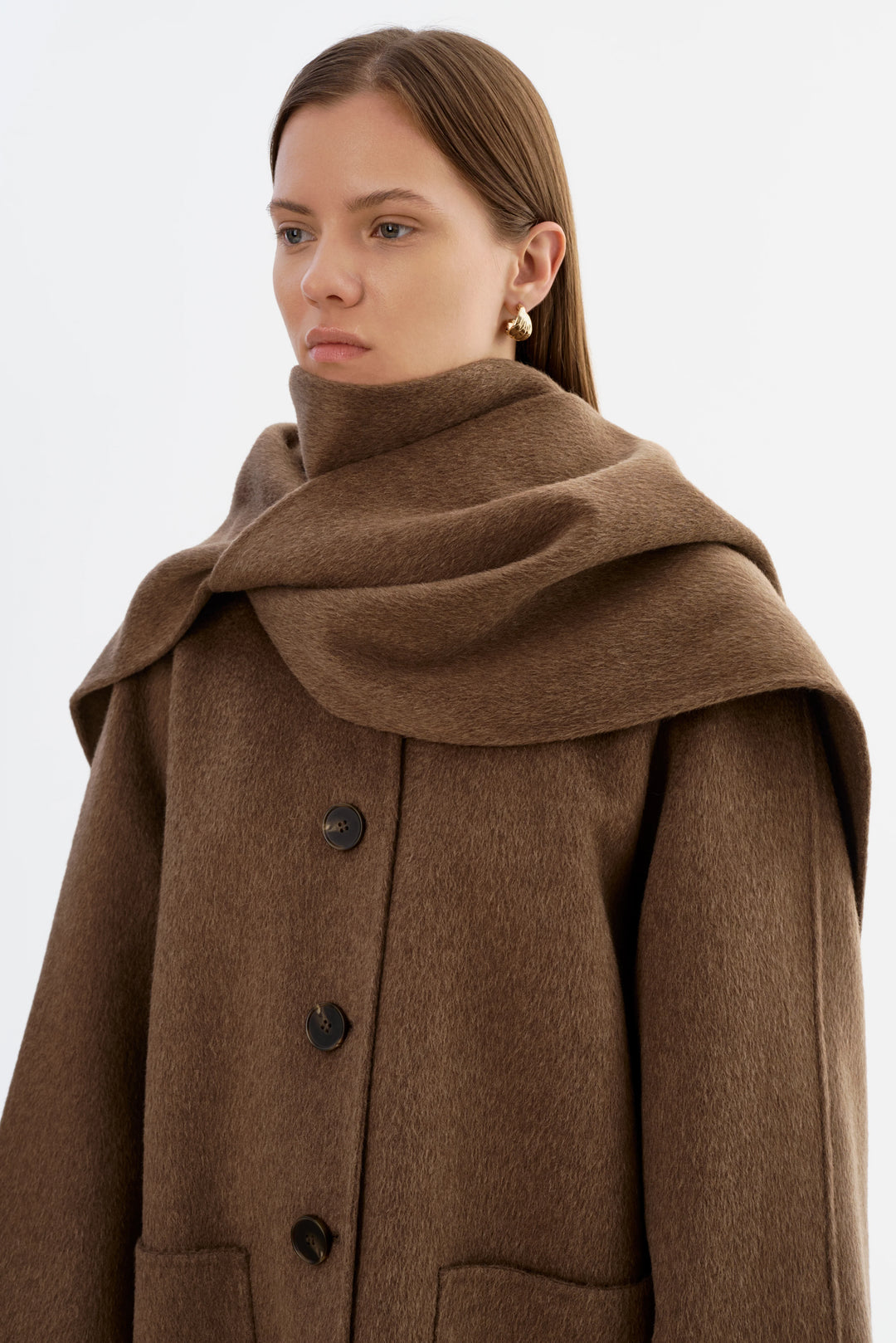 Manteau en laine avec col écharpe Anca
