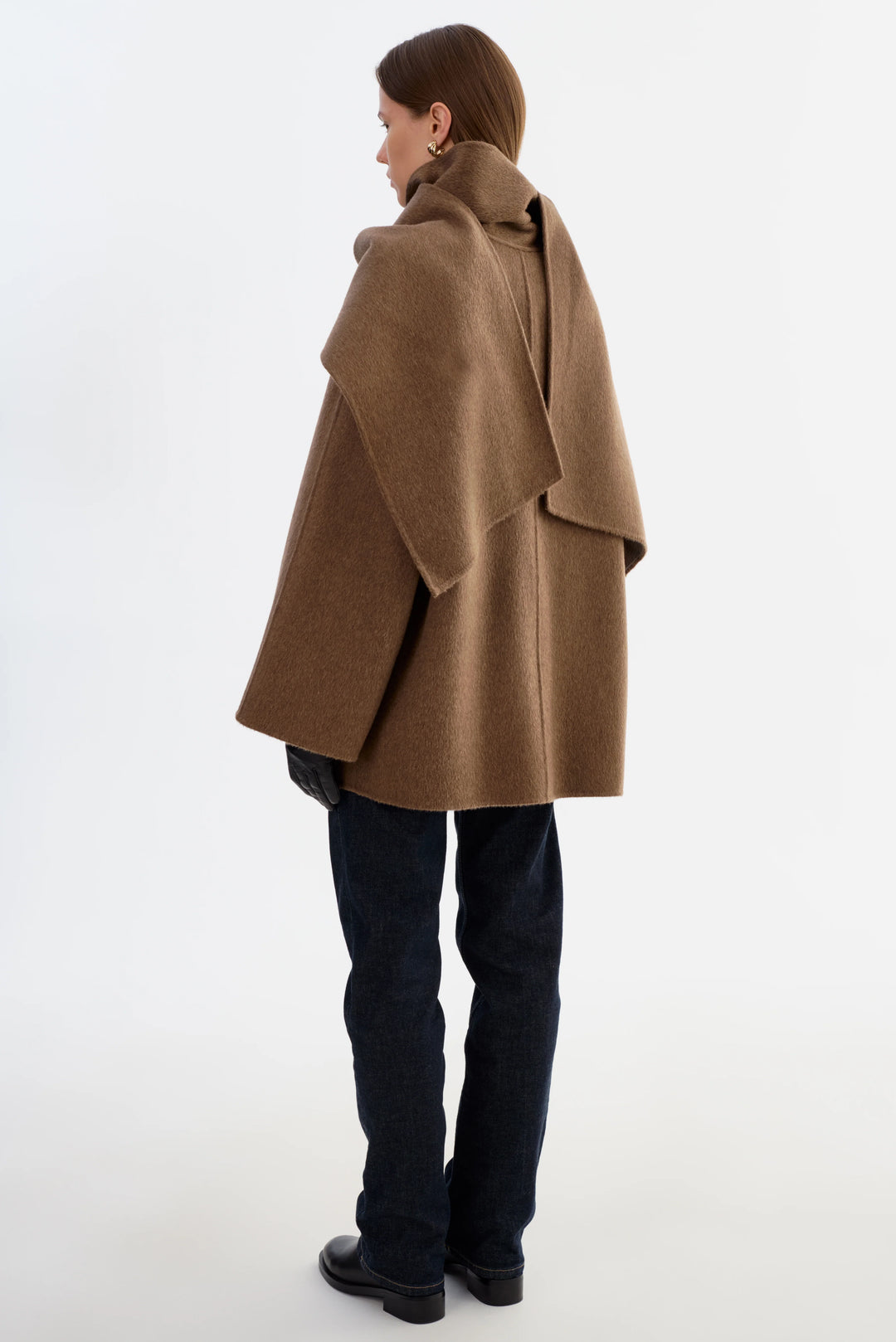 Manteau en laine avec col écharpe Anca
