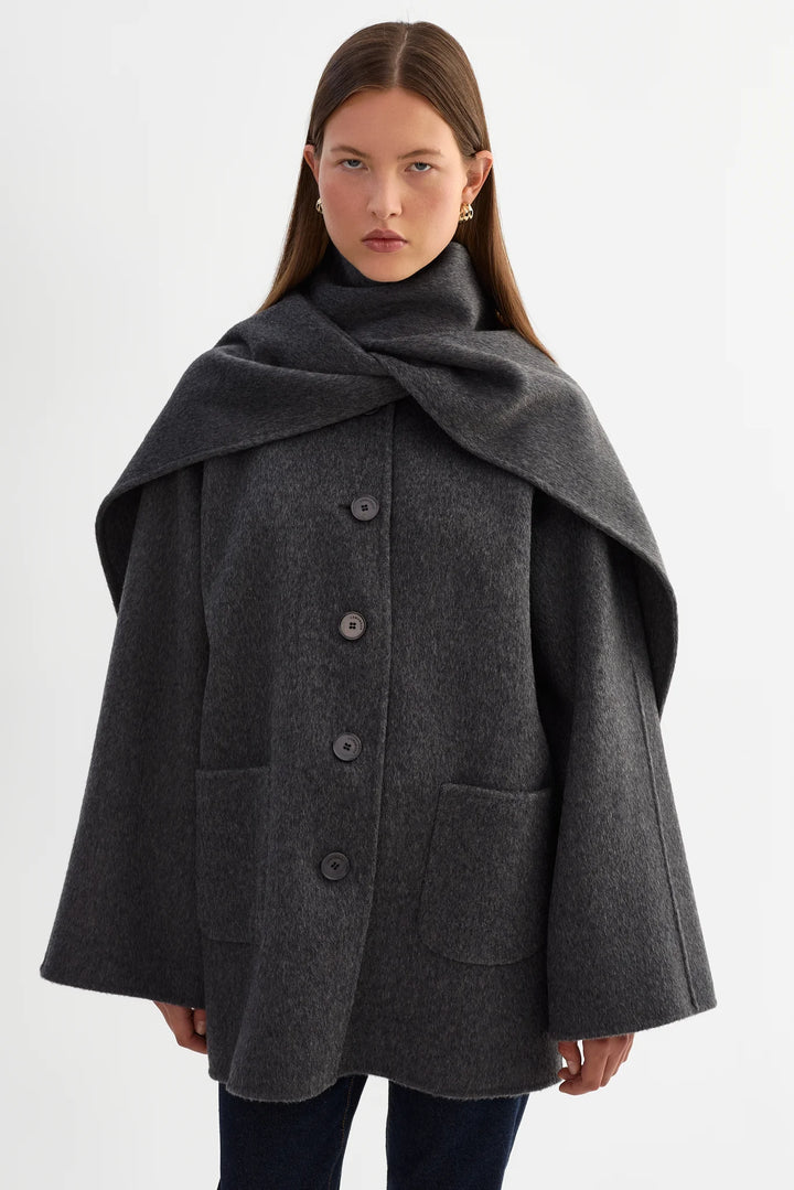 Manteau cape avec foulard intégré Anca
