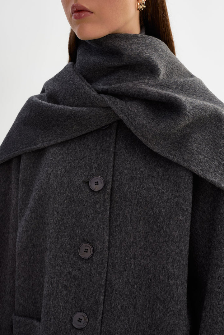 Manteau cape avec foulard intégré Anca