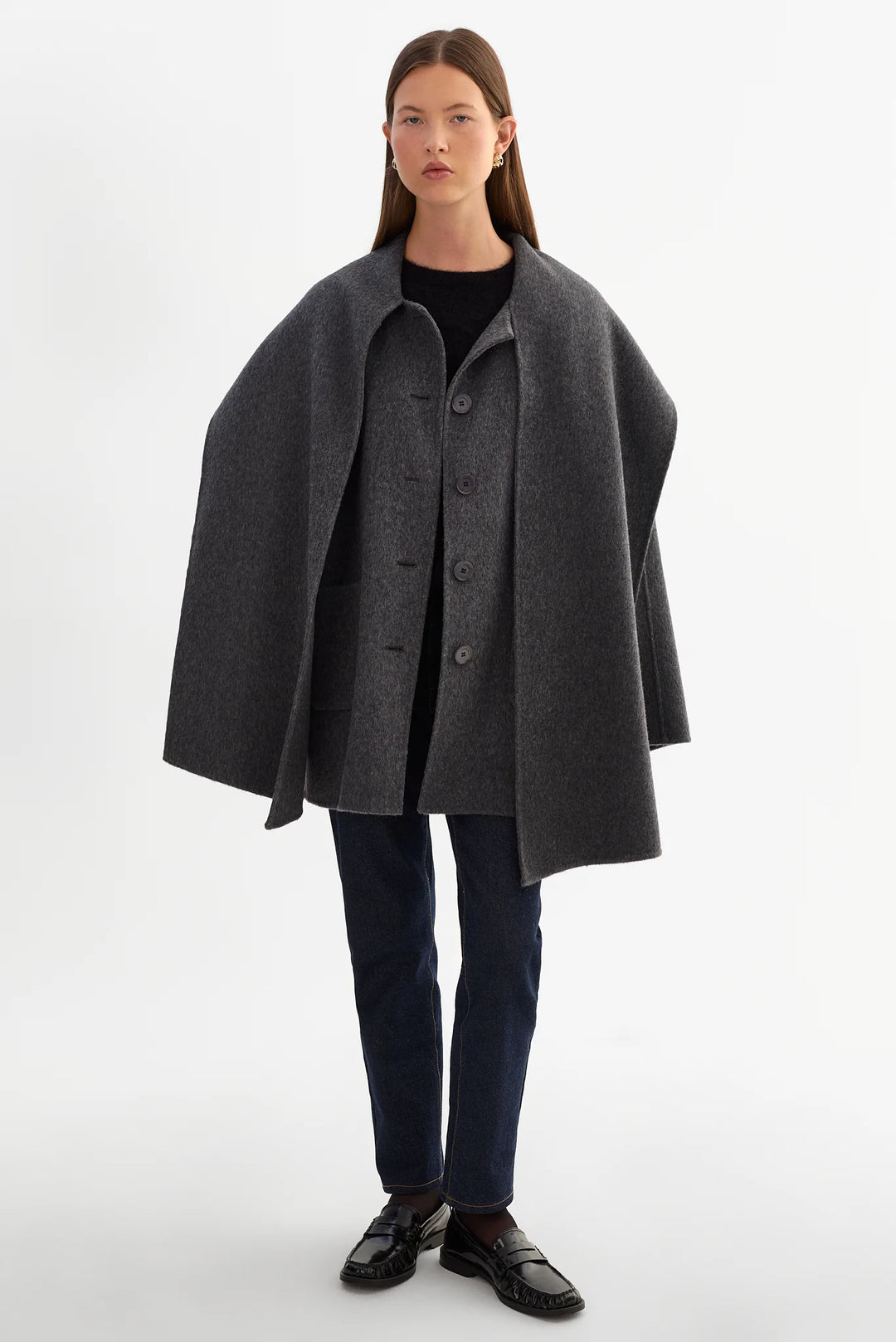 Manteau cape avec foulard intégré Anca
