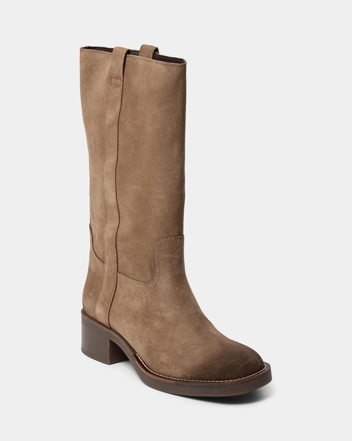 Bottes mi-hautes en suède à talon bloc Juliane