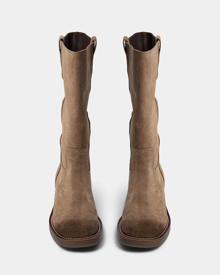 Bottes mi-hautes en suède à talon bloc Juliane