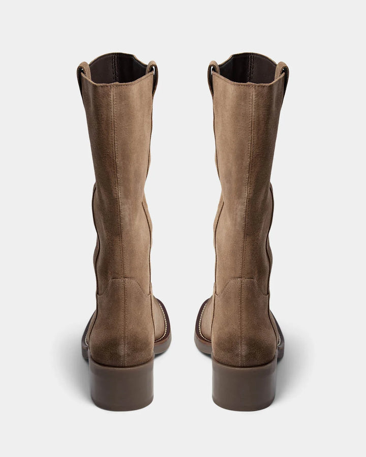 Bottes mi-hautes en suède à talon bloc Juliane