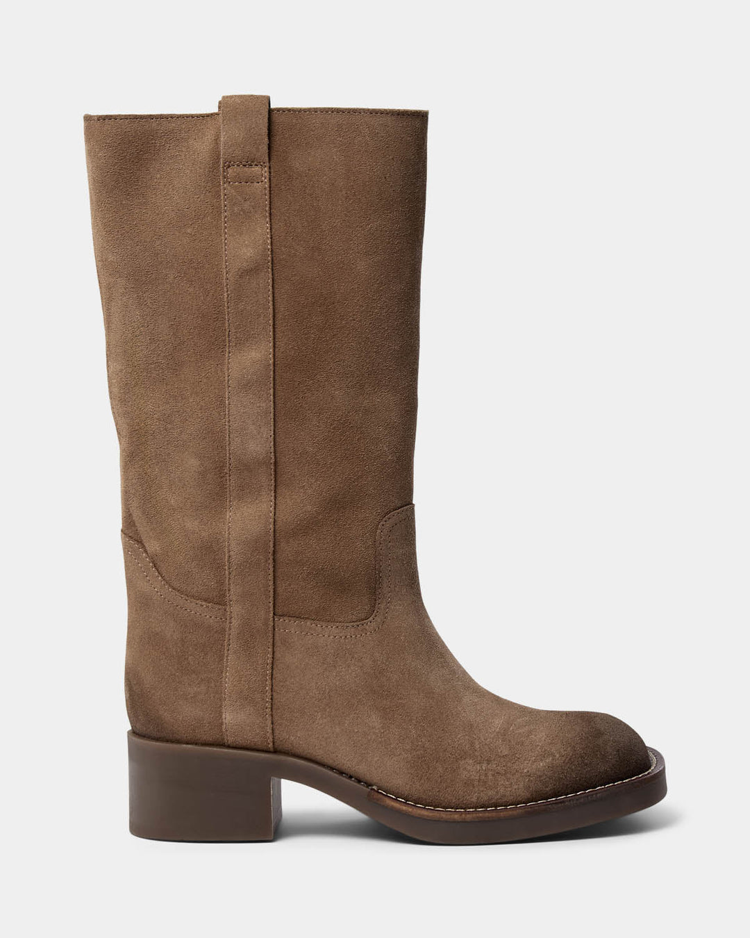 Bottes mi-hautes en suède à talon bloc Juliane