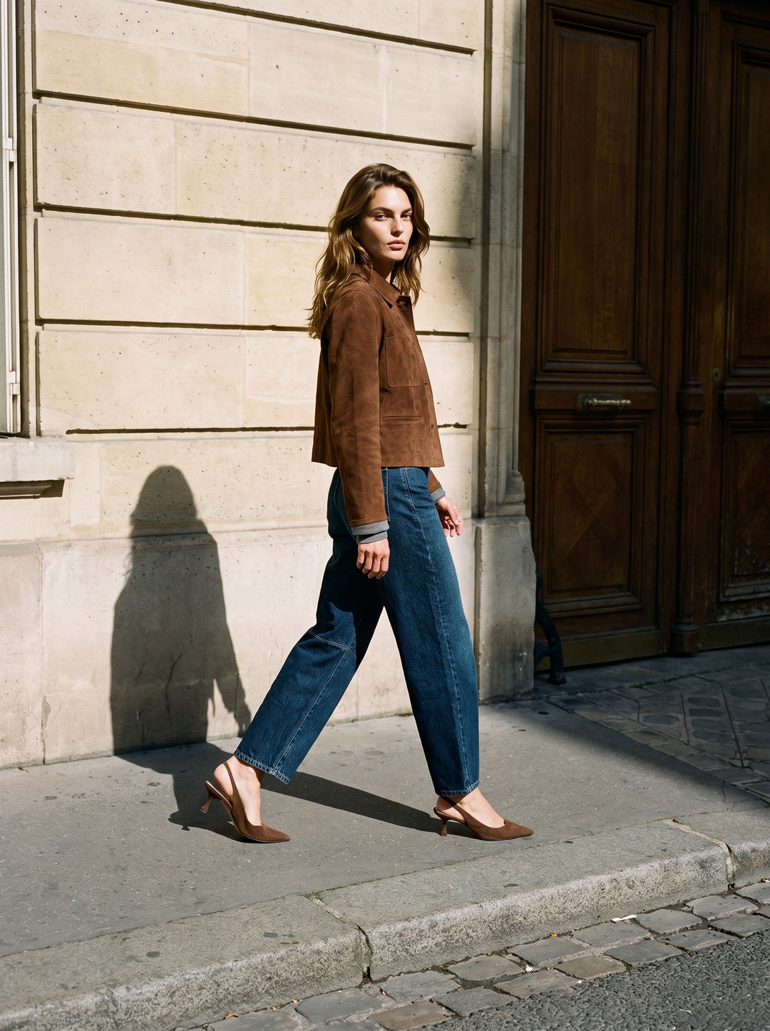 Veste suède à poches plaquées Anouk