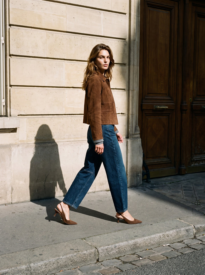 Veste suède à poches plaquées Anouk