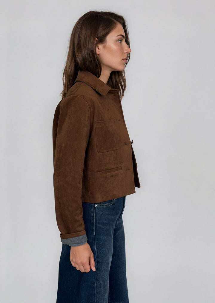 Veste suède à poches plaquées Anouk