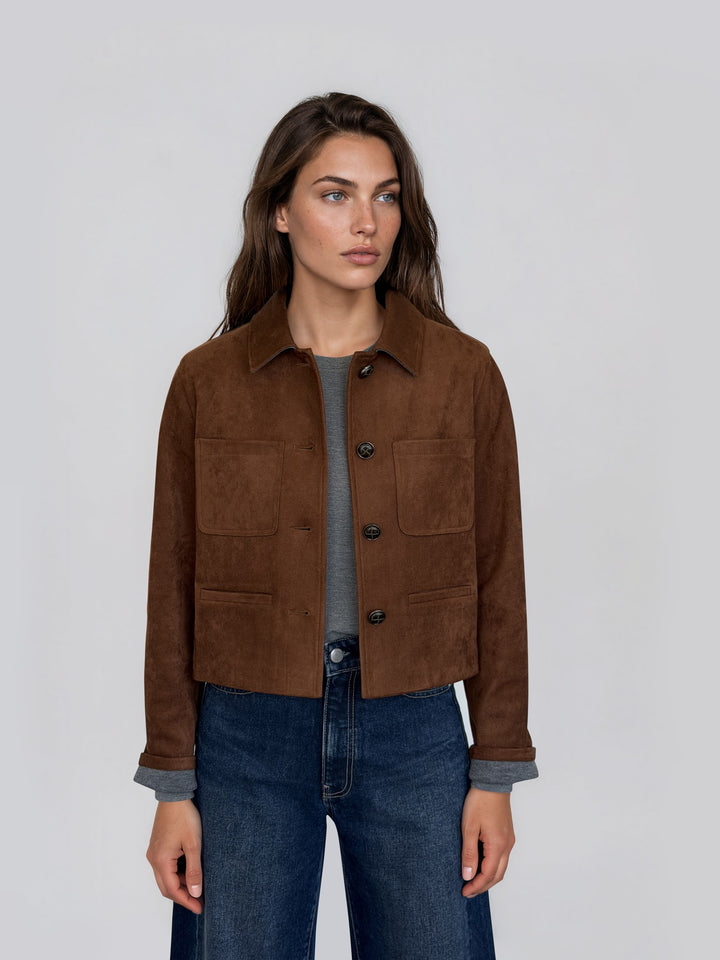 Veste suède à poches plaquées Anouk
