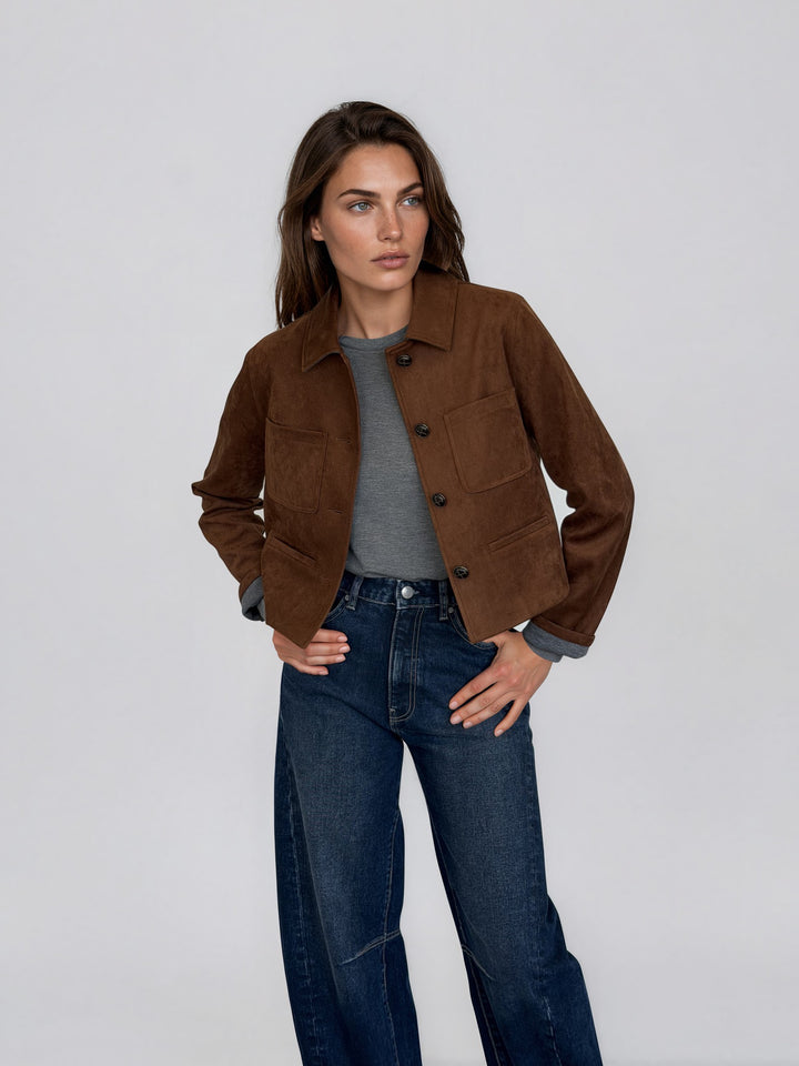 Veste suède à poches plaquées Anouk