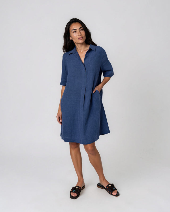 Robe chemise trapèze en lin - Camille