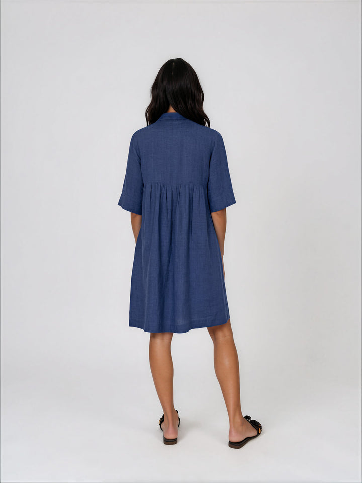Robe chemise trapèze en lin - Camille