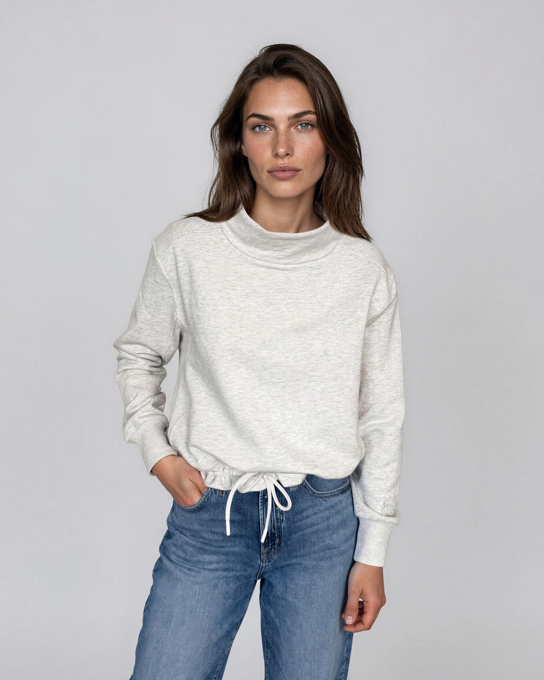 Pull coton ouaté à col montant Colette