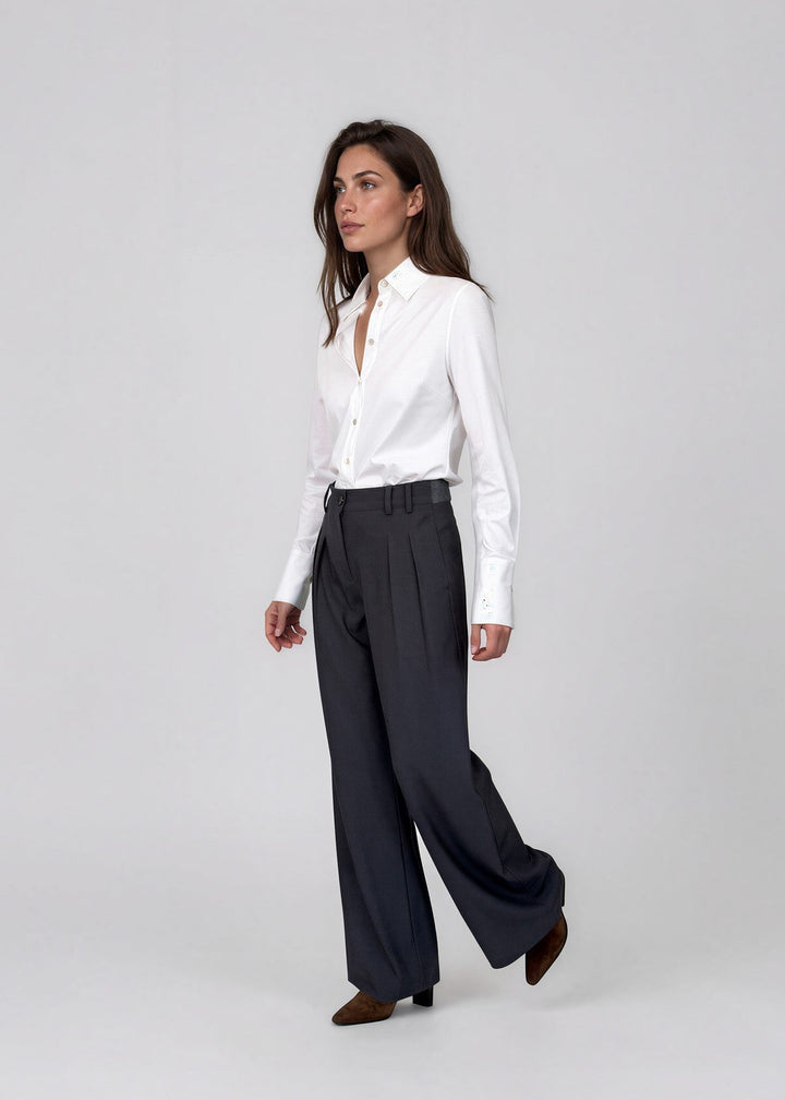 Pantalon tailleur ample à plis Dana