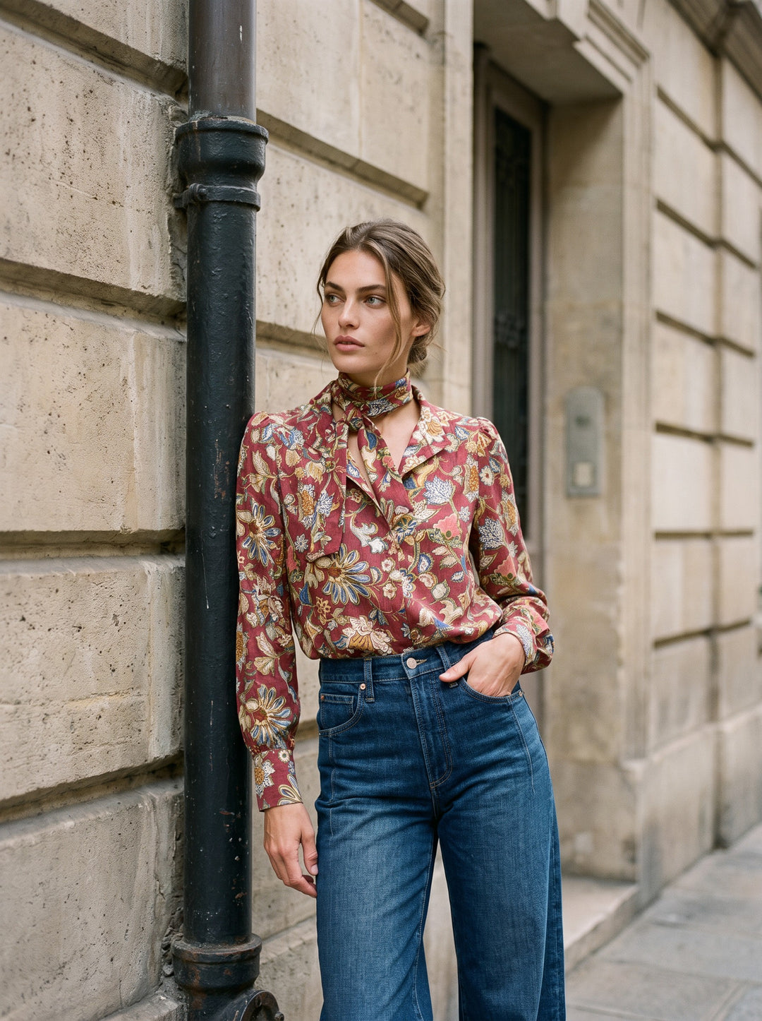 Blouse à foulard amovible Lotus