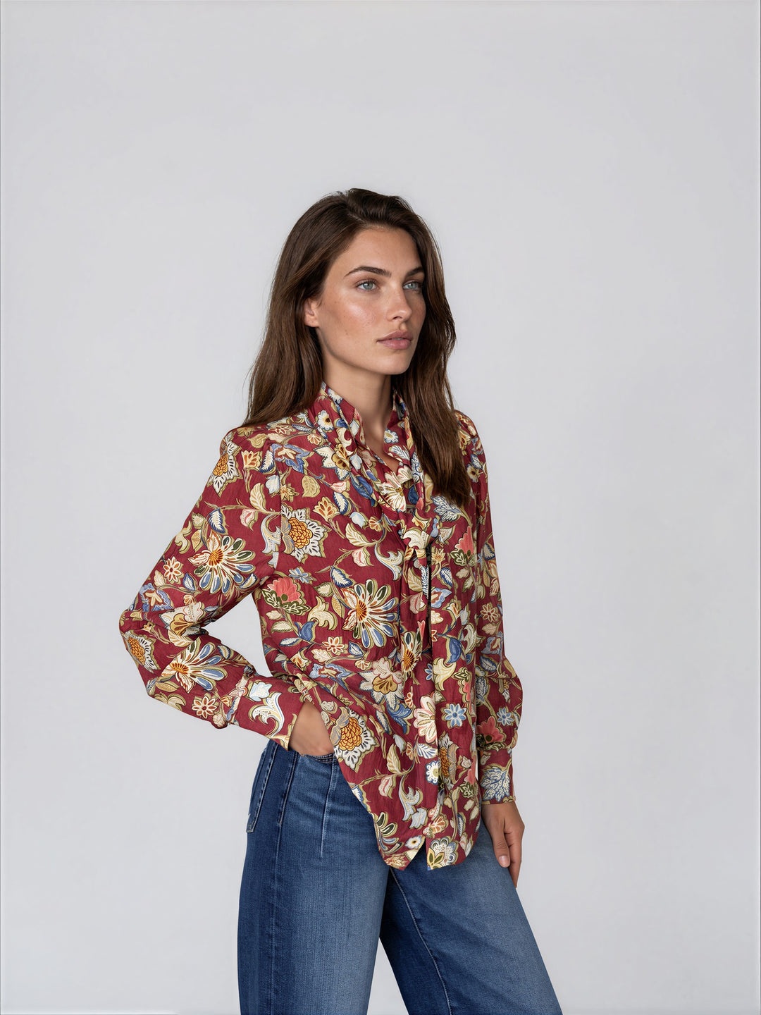 Blouse à foulard amovible Lotus