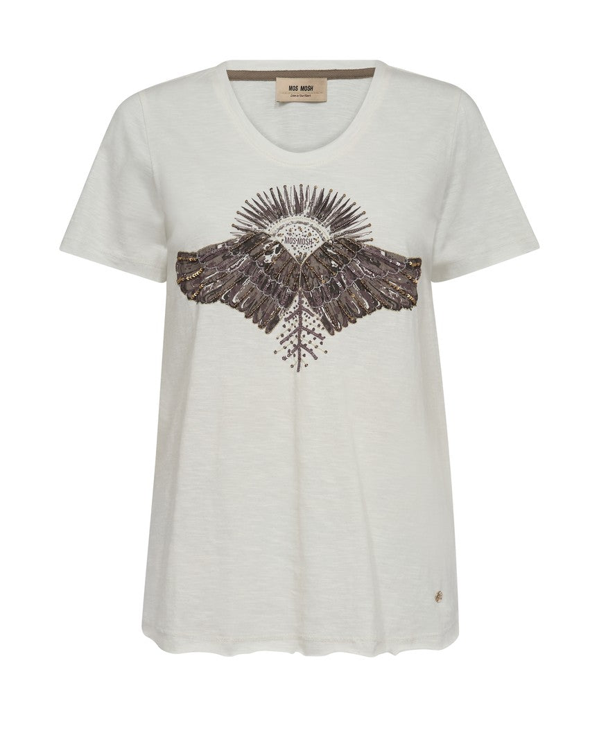 T-shirt avec perles et motif d'ailes Nadine