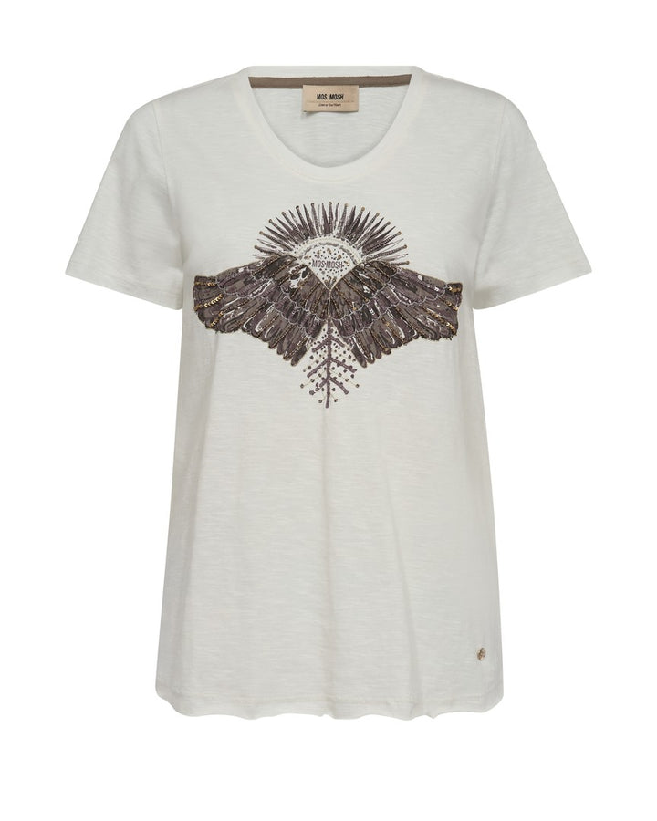 T-shirt avec perles et motif d'ailes Nadine