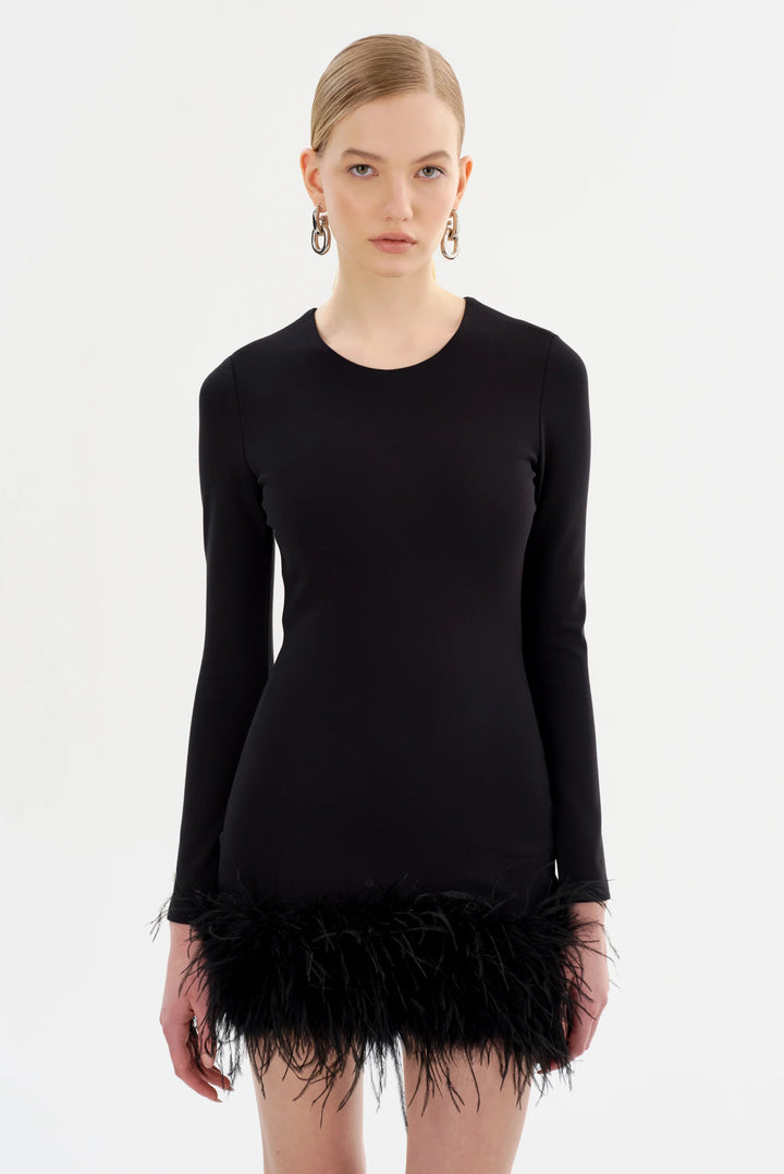 Robe courte à plumes Bahira