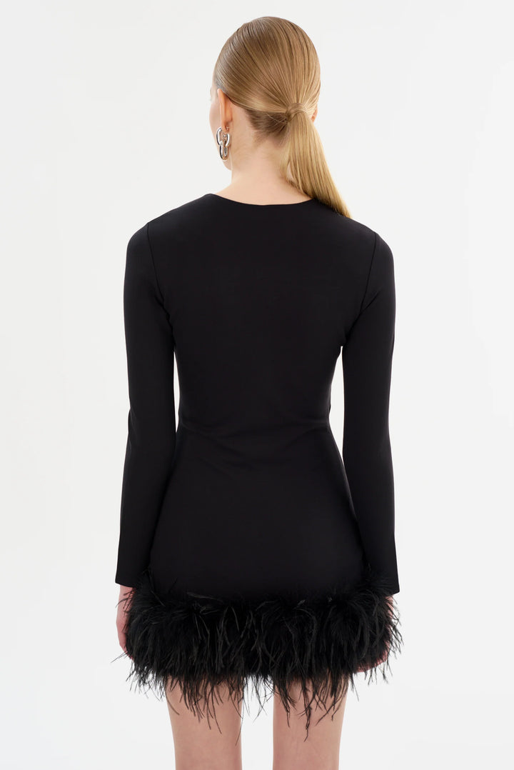 Robe courte à plumes Bahira