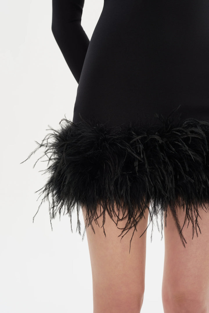 Robe courte à plumes Bahira