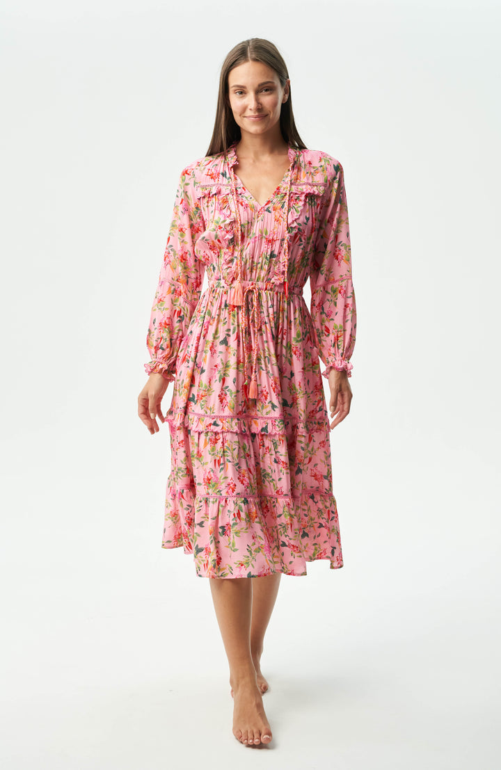 Robe midi style bohème avec imprimé floral Baxedes
