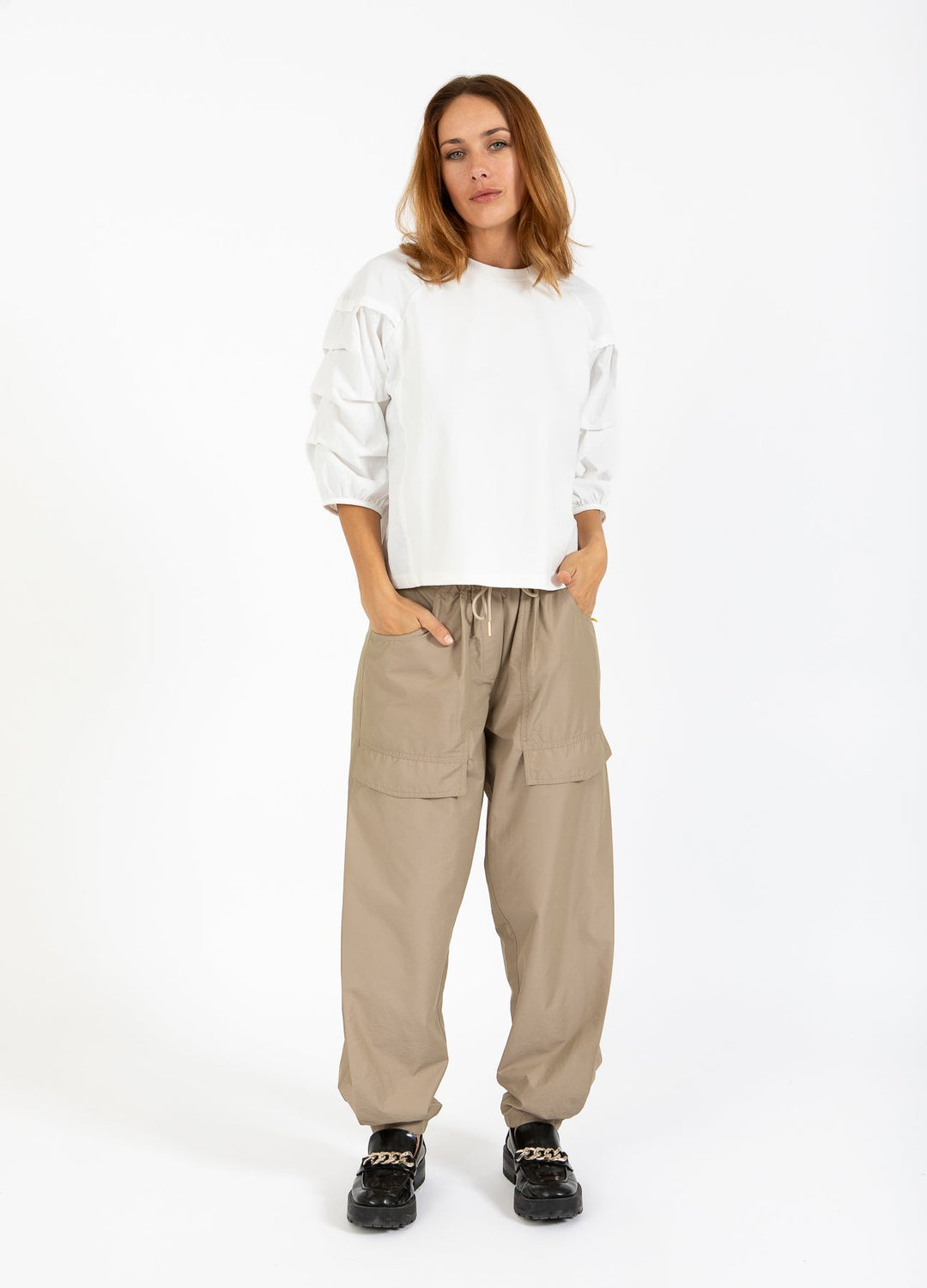 Blouse à manches froncées bouffantes 3/4