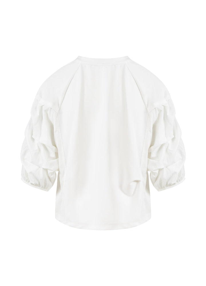 Blouse à manches froncées bouffantes 3/4