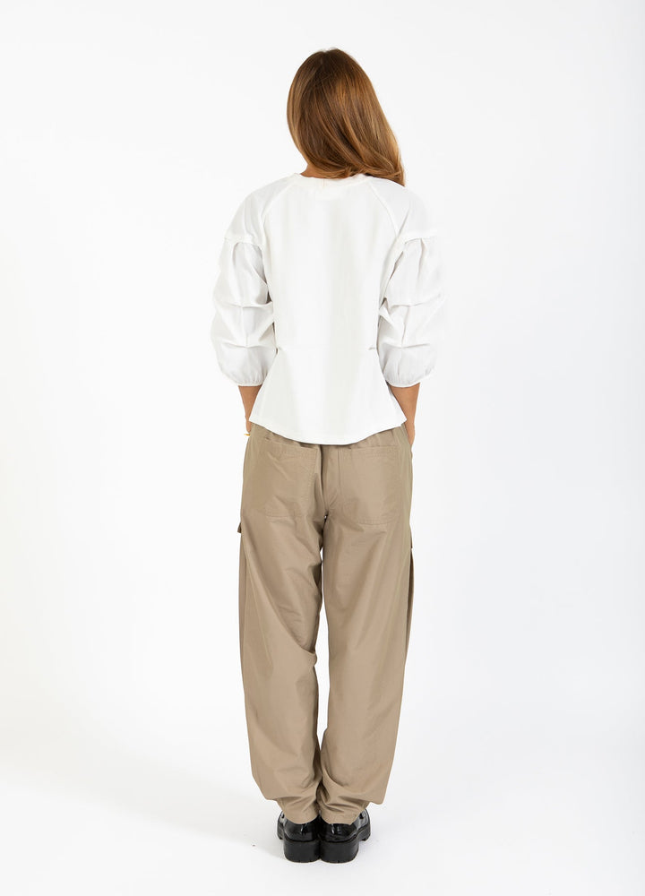 Blouse à manches froncées bouffantes 3/4