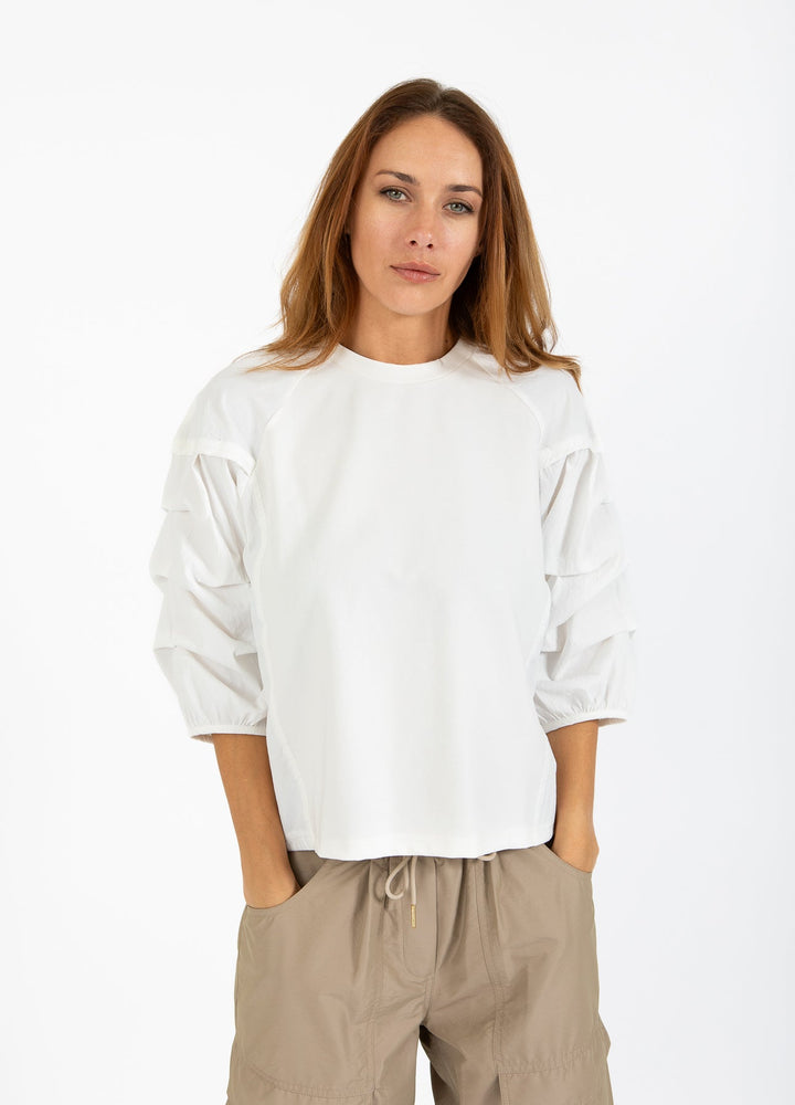 Blouse à manches froncées bouffantes 3/4