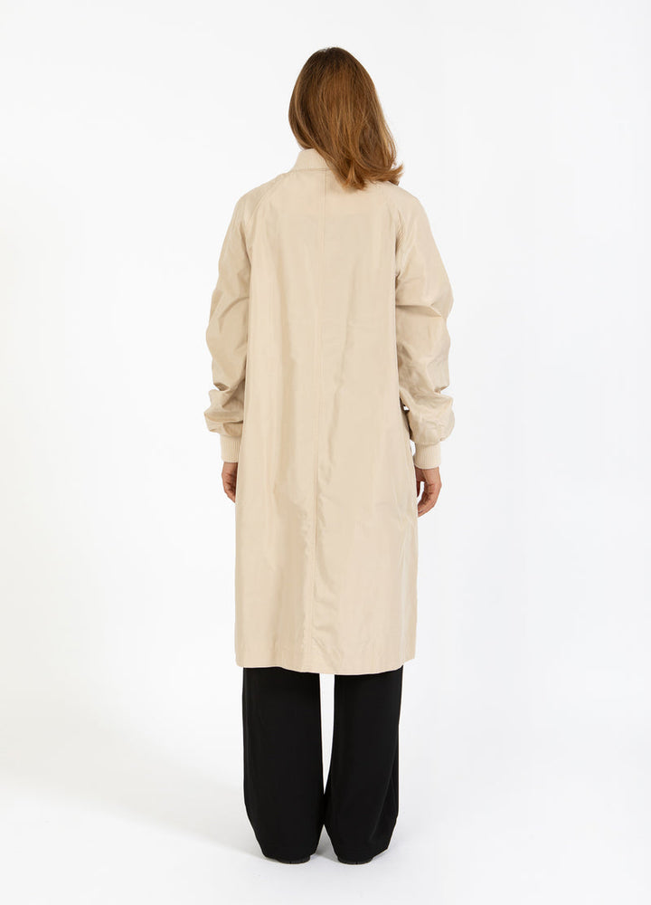 Manteau bomber long avec manches froncées