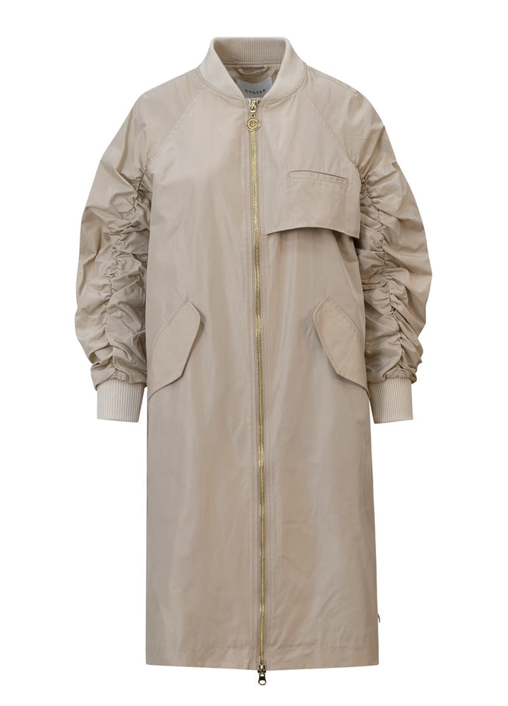 Manteau bomber long avec manches froncées