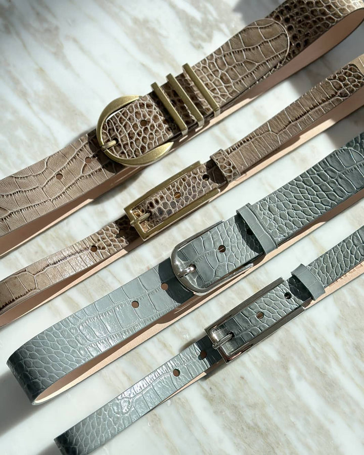 Ceinture en cuir embossé Kiku 1 5/8"