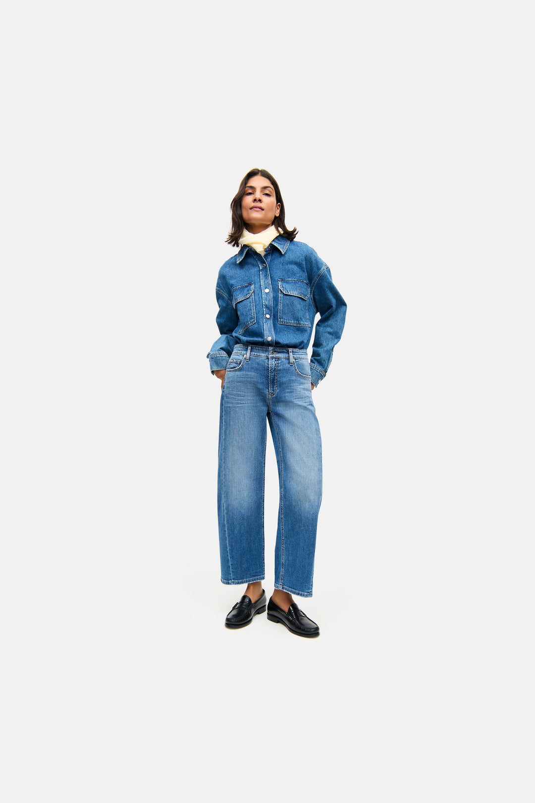 Jeans raccourci à jambe ballon Oria
