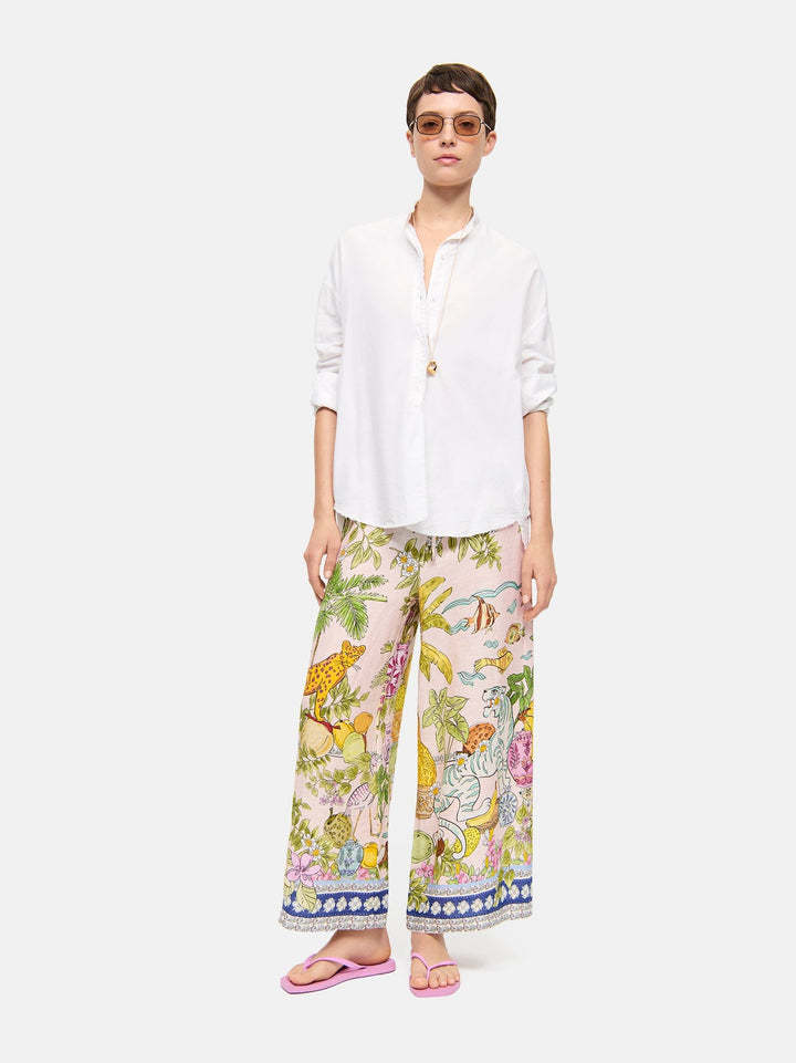 Pantalon large Candice Plain à imprimé jungle