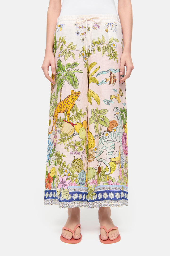 Pantalon large Candice Plain à imprimé jungle