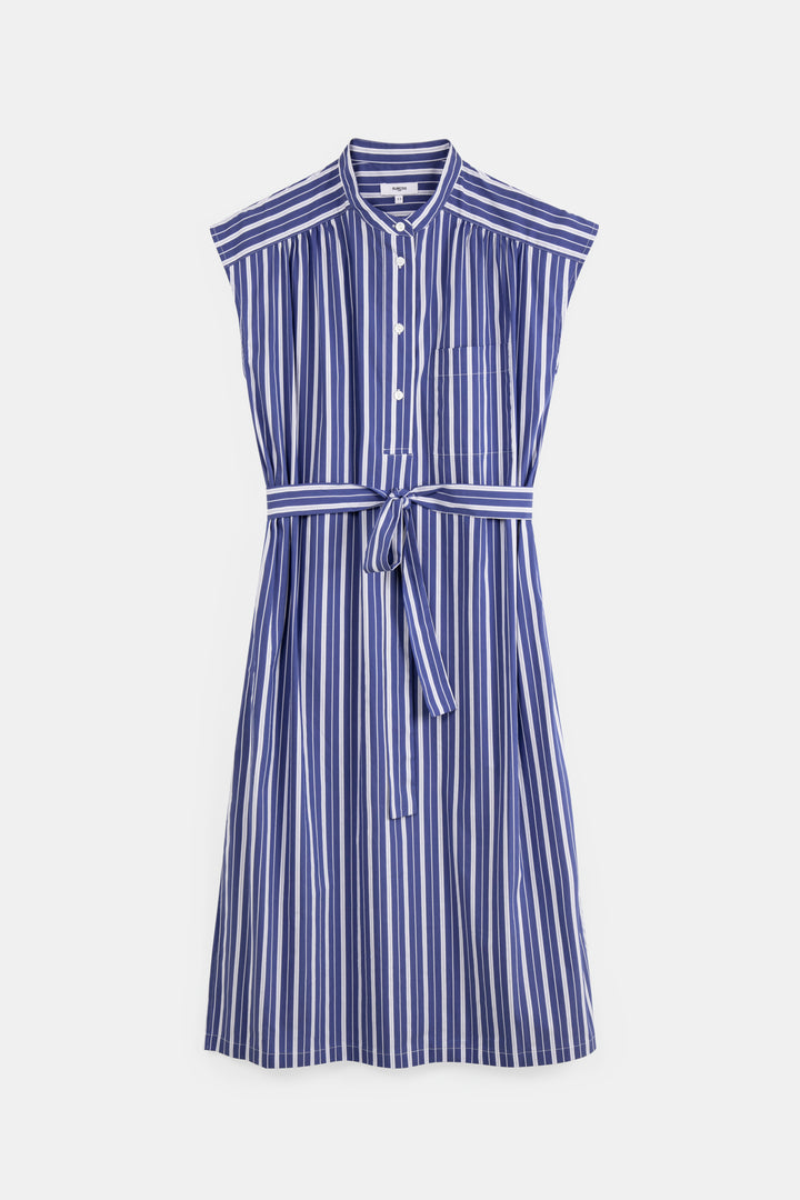 Robe chemise longue rayée avec ceinture Cara
