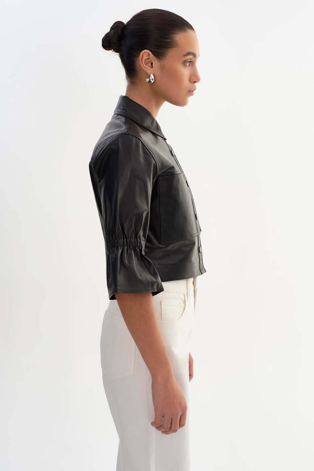Veste-chemise courte à manches volantées Carolina