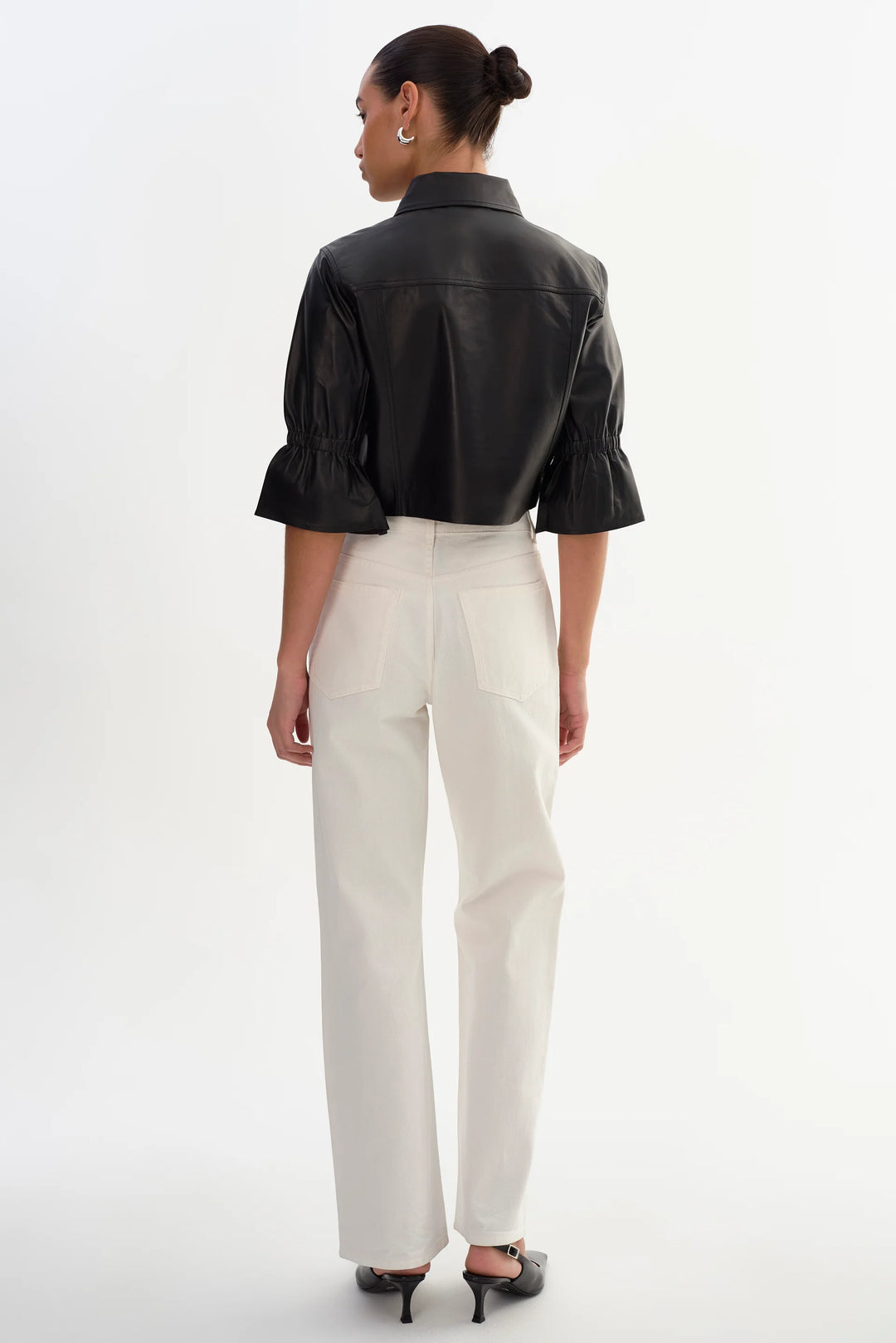 Veste-chemise courte à manches volantées Carolina