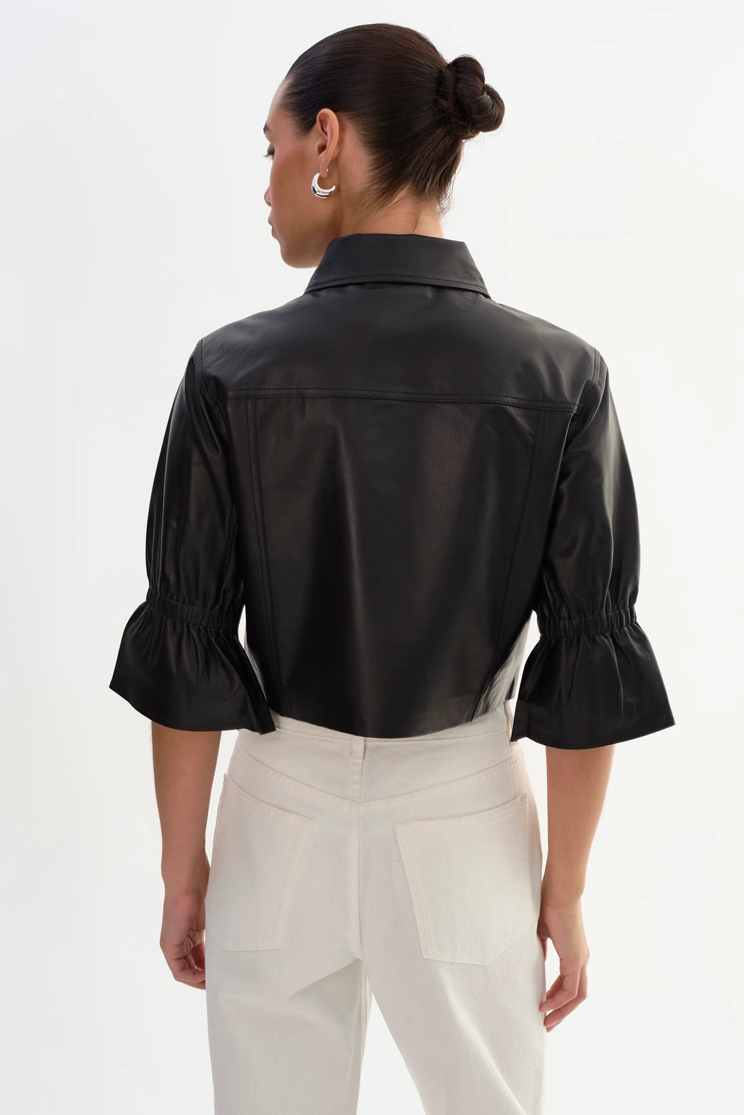 Veste-chemise courte à manches volantées Carolina