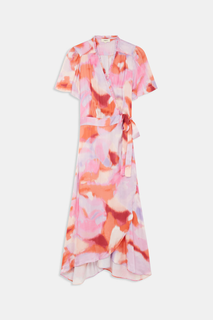 Robe midi portefeuille avec imprimé abstrait Clelie