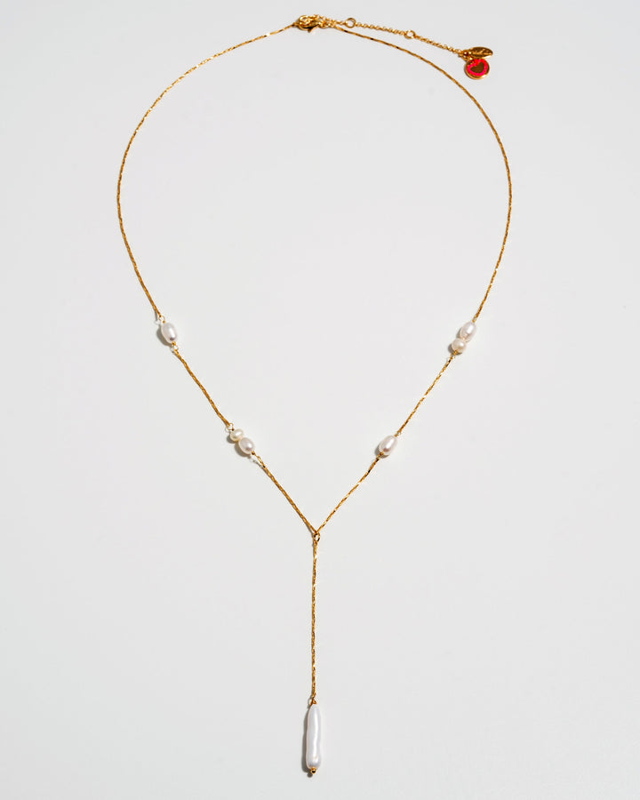Collier chaîne fine avec perle pendante Calla Lariat