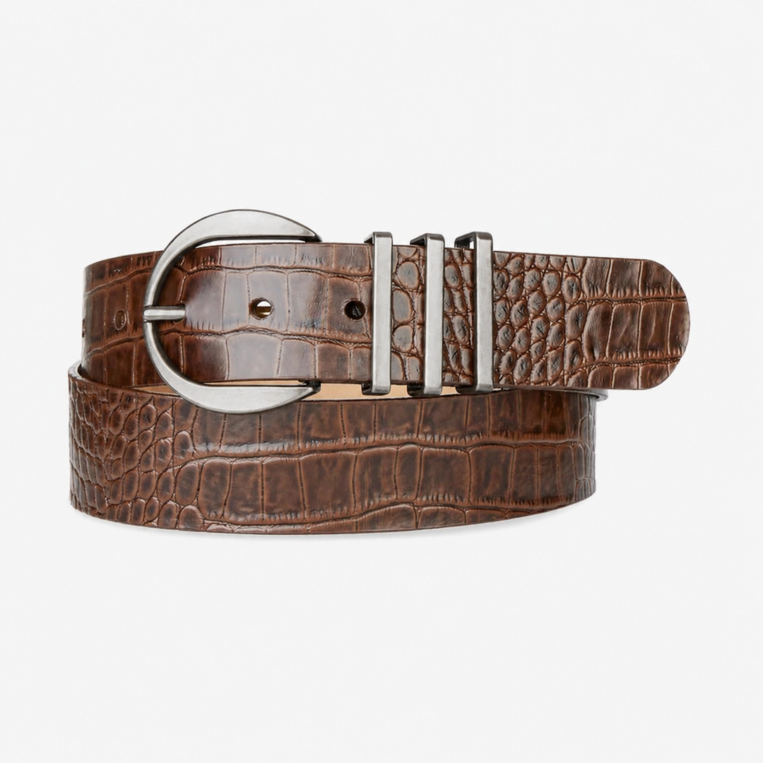 Ceinture Kiku en cuir embossé croco