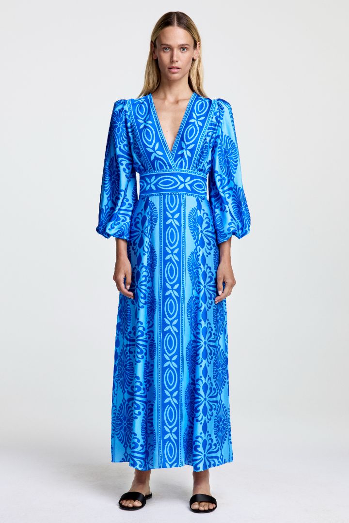 Robe midi croisée avec imprimé bohémien