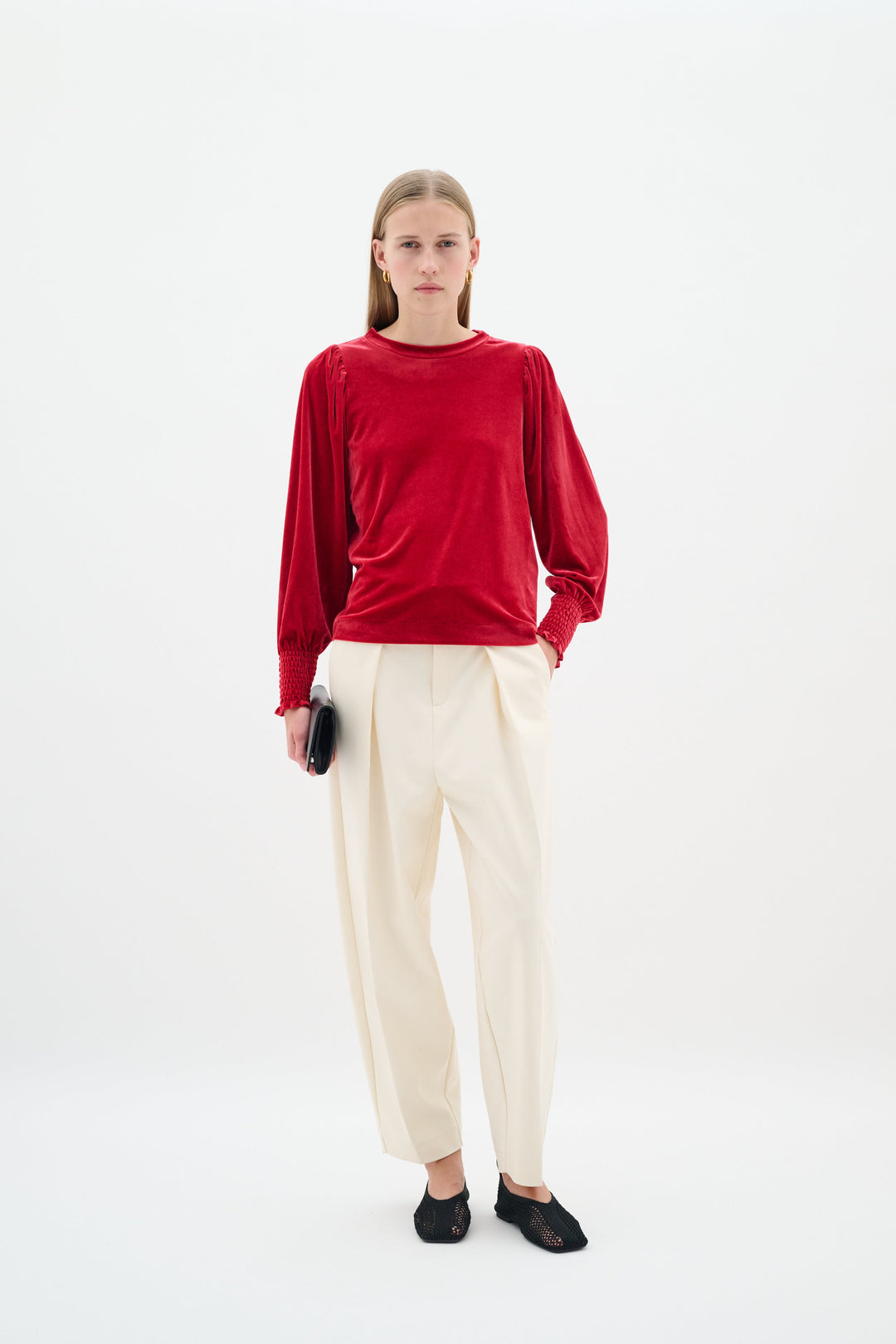 Pull en velours rouge Oriella