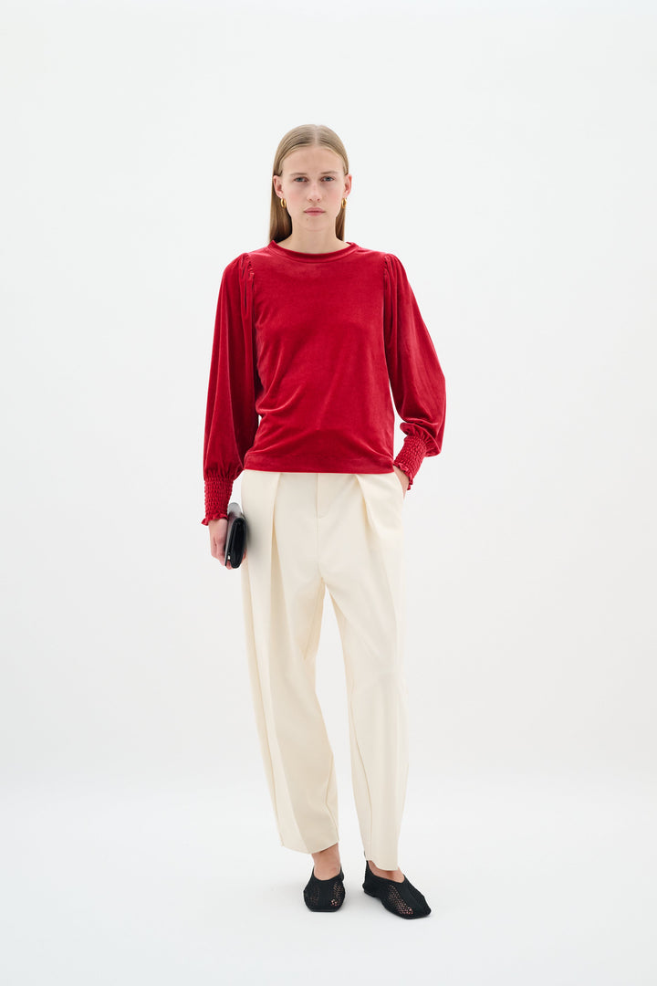 Pull en velours rouge Oriella
