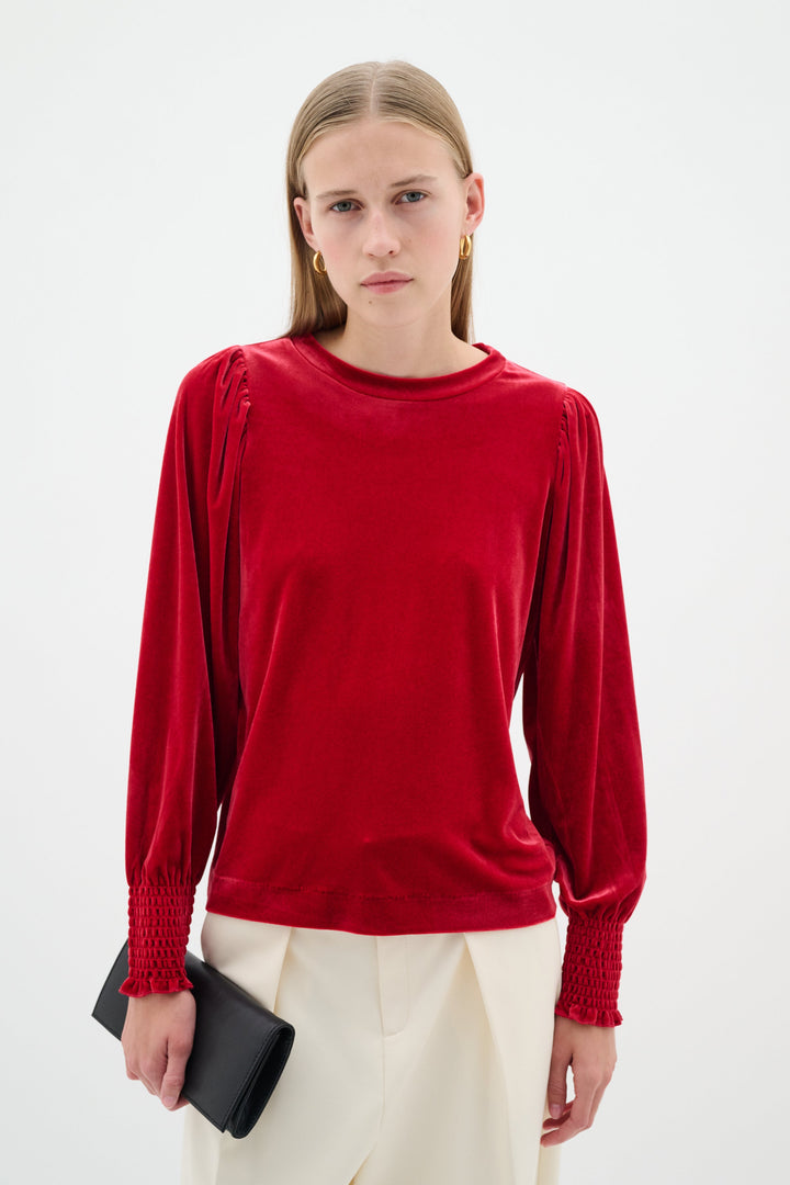 Pull en velours rouge Oriella