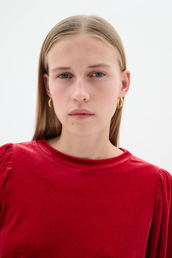 Pull en velours rouge Oriella