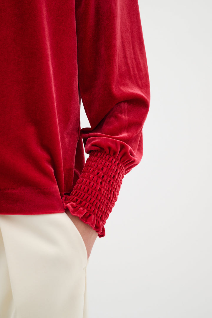 Pull en velours rouge Oriella